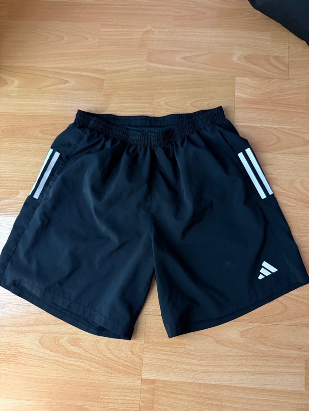 adidas L7 Black Athletic Shorts with White Stripe Accents